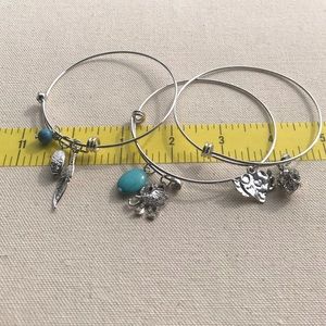 Faux Turquoise Free Spirit Charm Bangle Set of 3